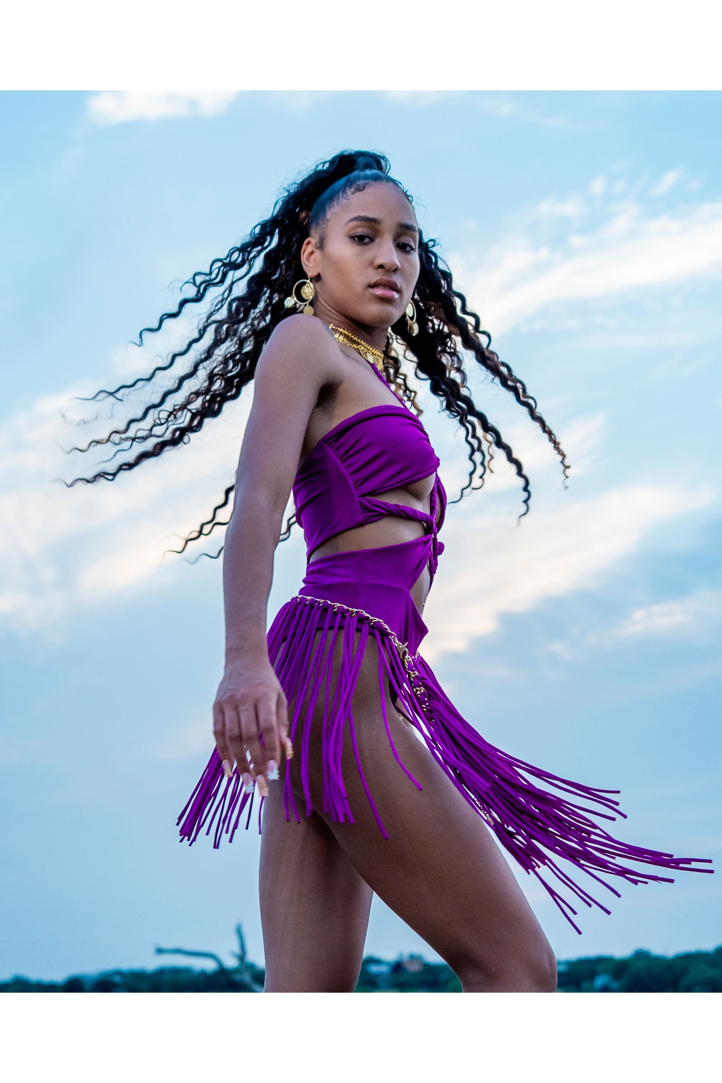 Grape Mirage Fringe Belt
