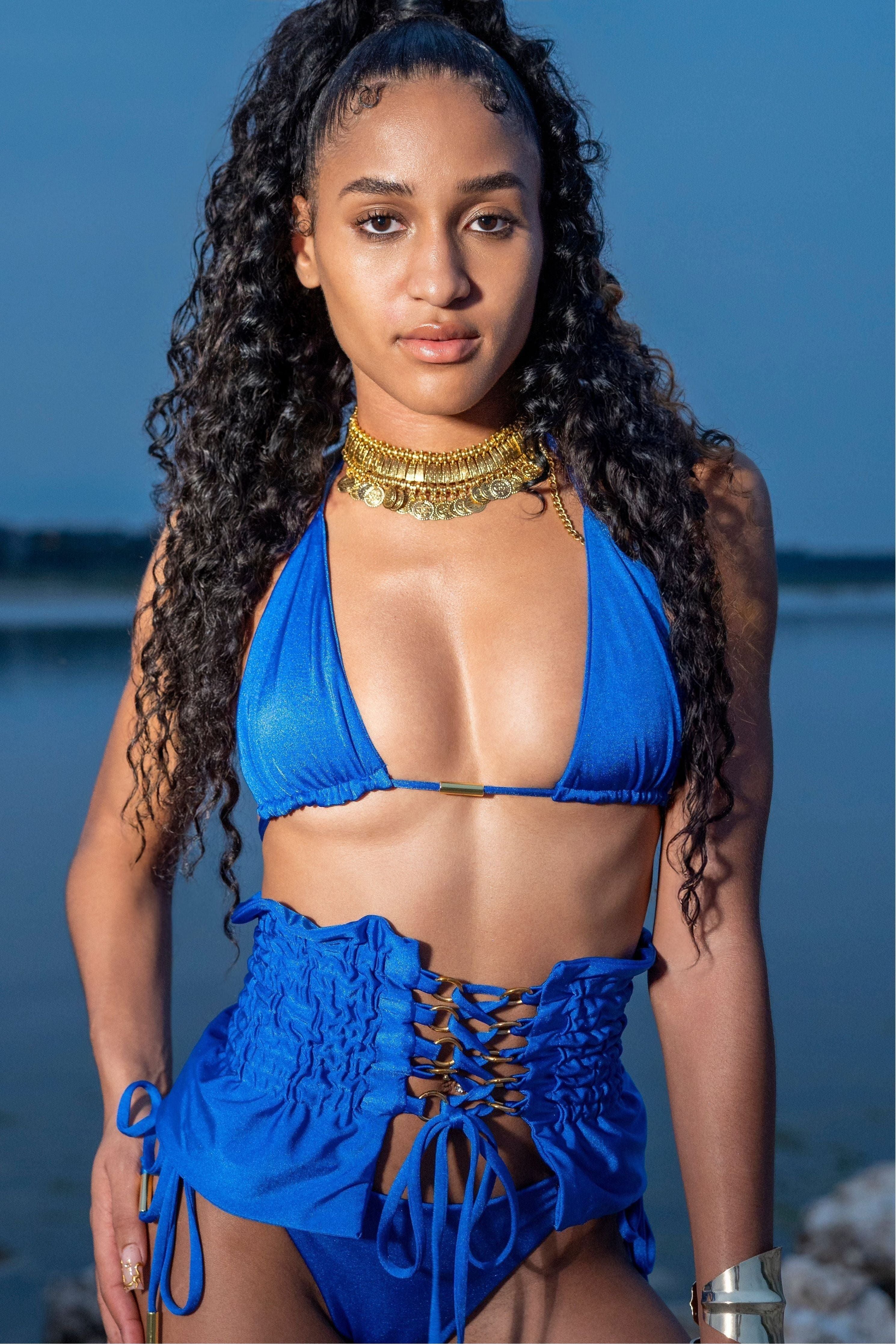 Amira Royal Blue String Bikini Top