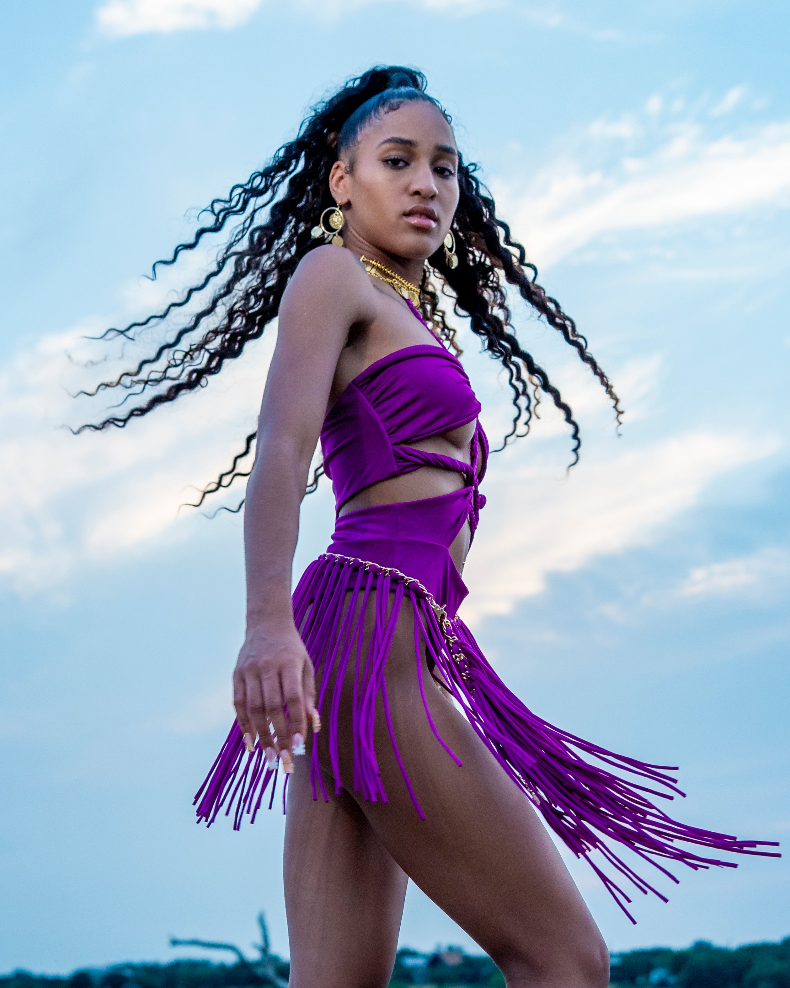 Grape Mirage Fringe Belt